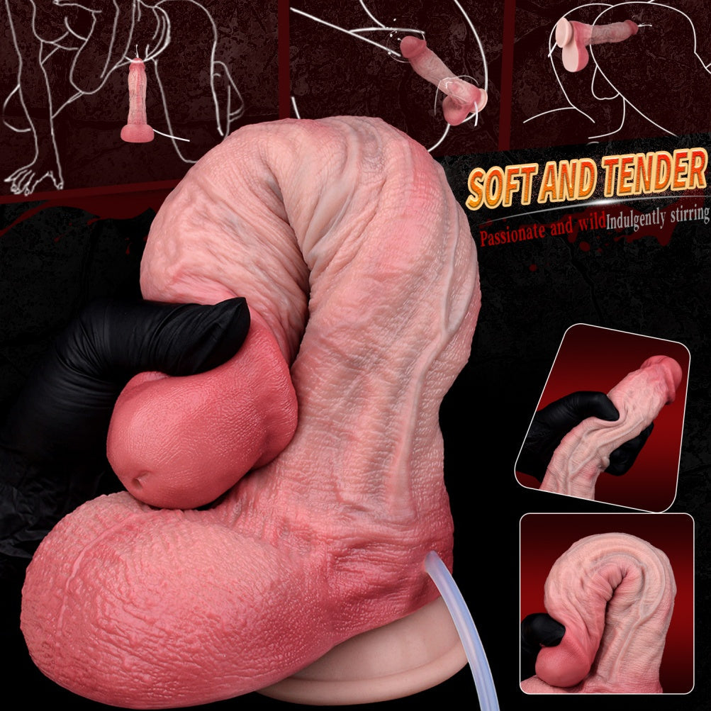 NobleSculpt Squirting Dildo – Bareskin Platinum Silicone | Suction Cup | Domlust