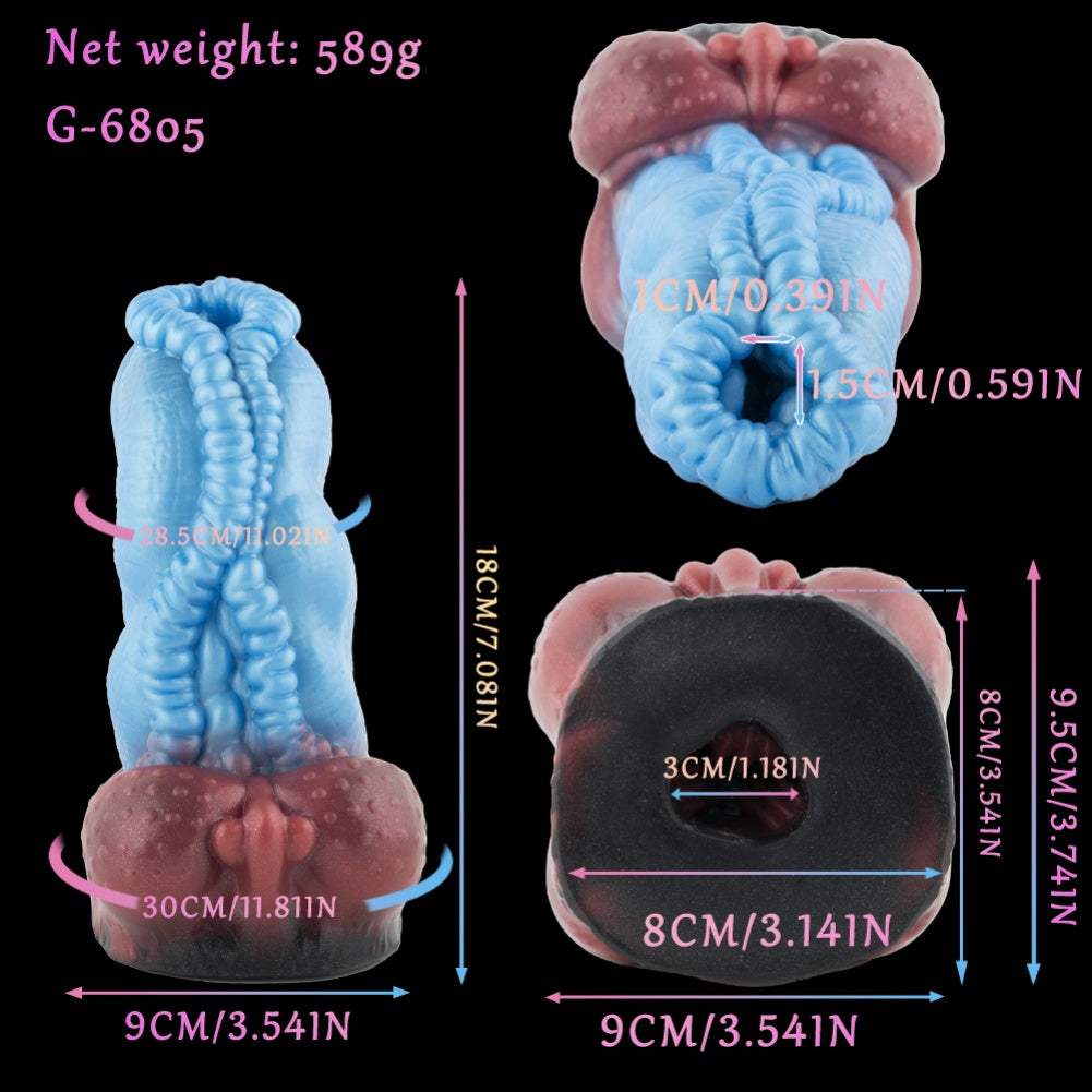 Fantasy Monster Tiger Tongue Pocket Pussy – Textured Silicone Stroker for Extreme Blowjob