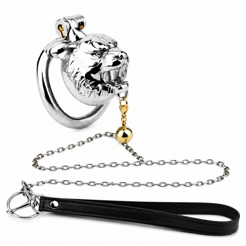 Metal Beast Tiger & Bull Chastity Cage with Bell