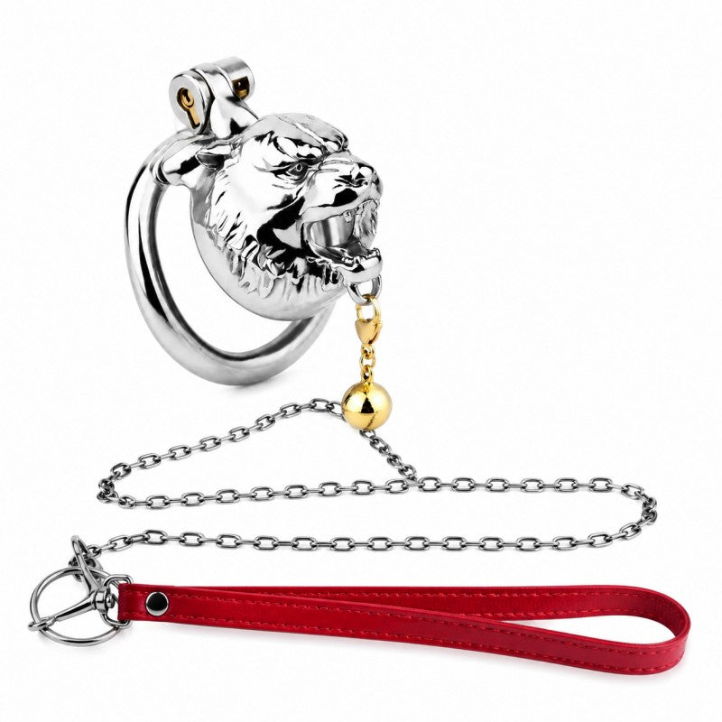 Metal Beast Tiger & Bull Chastity Cage with Bell