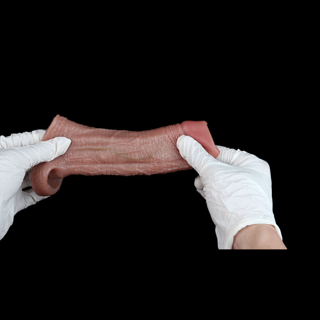 Fleshy Silicone Locking Penis Sleeve - Realistic Vein Texture Wearable Sex Toys for Men