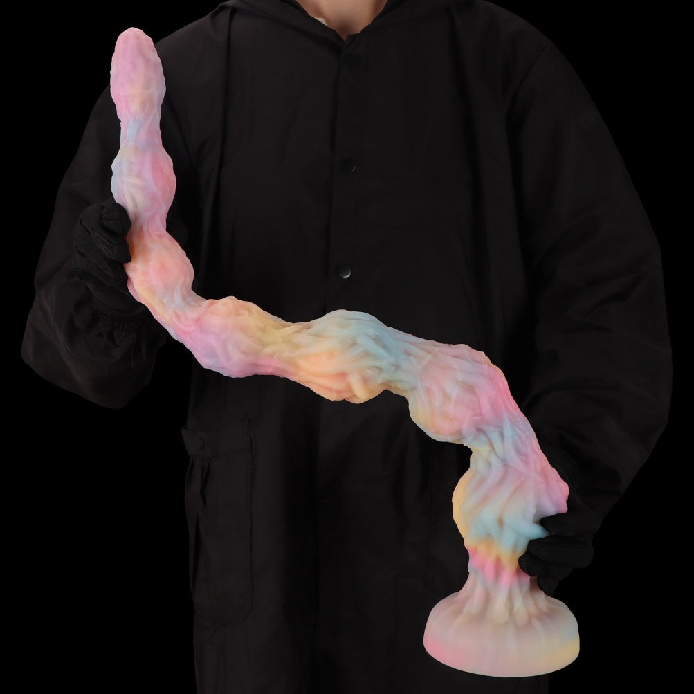 Platinum Silicone Glow-in-the-Dark Tentacle Dildo – Graduated Beaded Anal & G-Spot Fetish Toy | Domlust