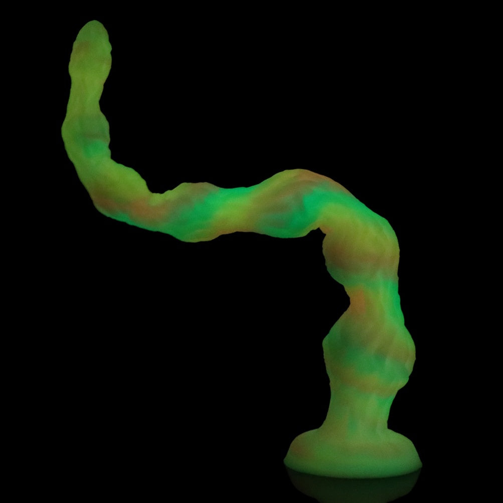 Platinum Silicone Glow-in-the-Dark Tentacle Dildo – Graduated Beaded Anal & G-Spot Fetish Toy | Domlust