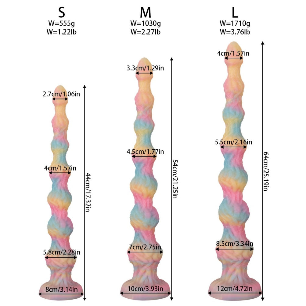 Platinum Silicone Glow-in-the-Dark Tentacle Dildo – Graduated Beaded Anal & G-Spot Fetish Toy | Domlust