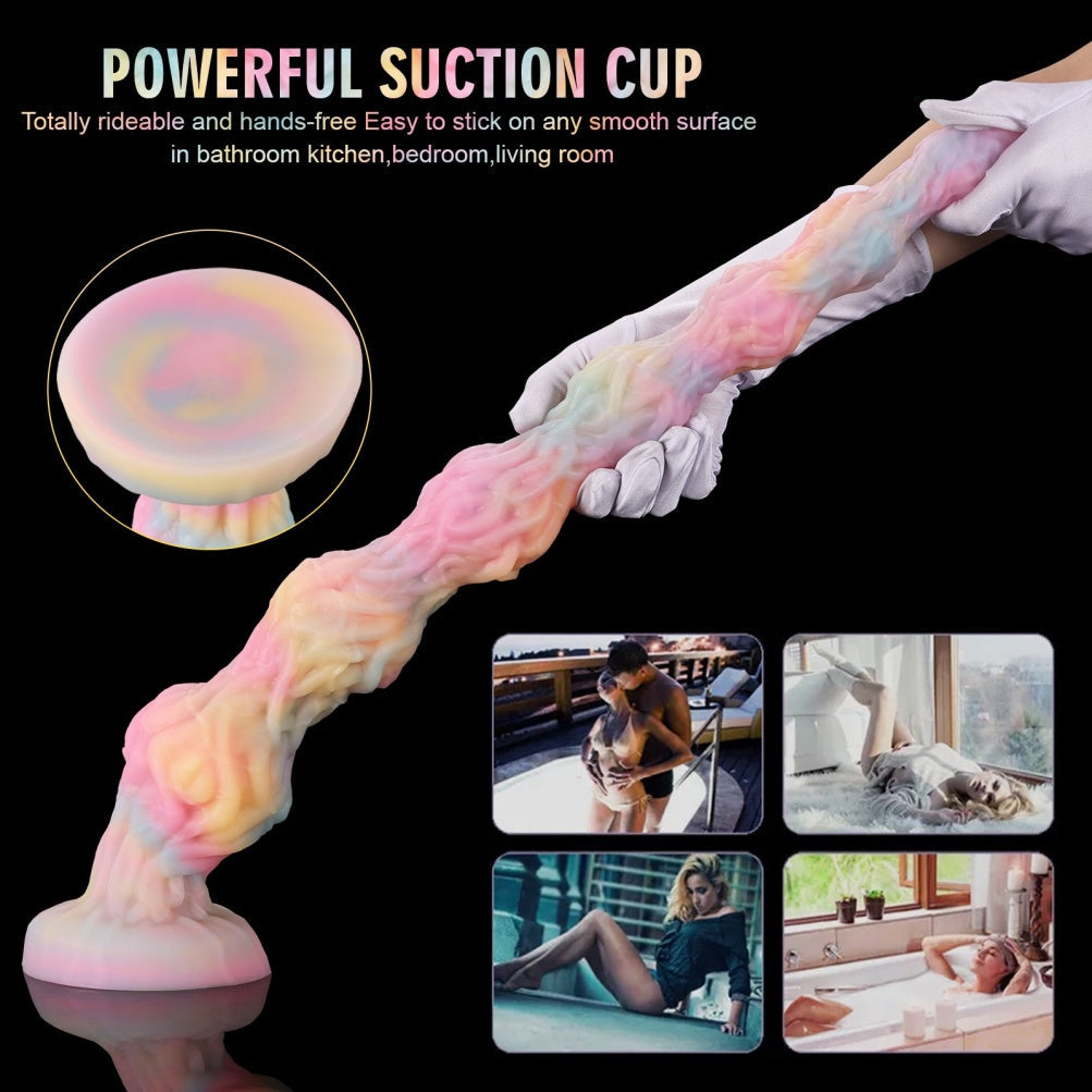 Platinum Silicone Glow-in-the-Dark Tentacle Dildo – Graduated Beaded Anal & G-Spot Fetish Toy | Domlust