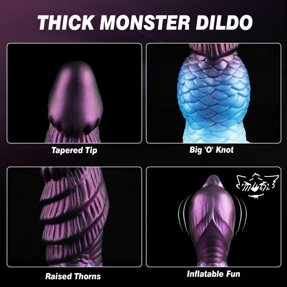 Domlust Inflatable Dragon Dildo – Platinum Silicone Knotted Fantasy Dildo with Expandable Knot & Suction Cup