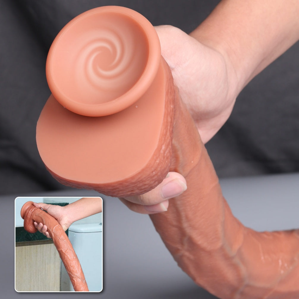 Domlust Extra-Long Realistic Dildo – Soft Silicone Deep Insertion | 12 Inch+ Suction Cup