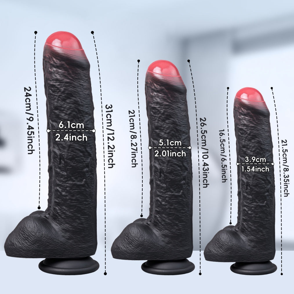 Big Black Realistic Dildo – Platinum Silicone Vein Texture Suction Cup Fetish Toy | Domlust