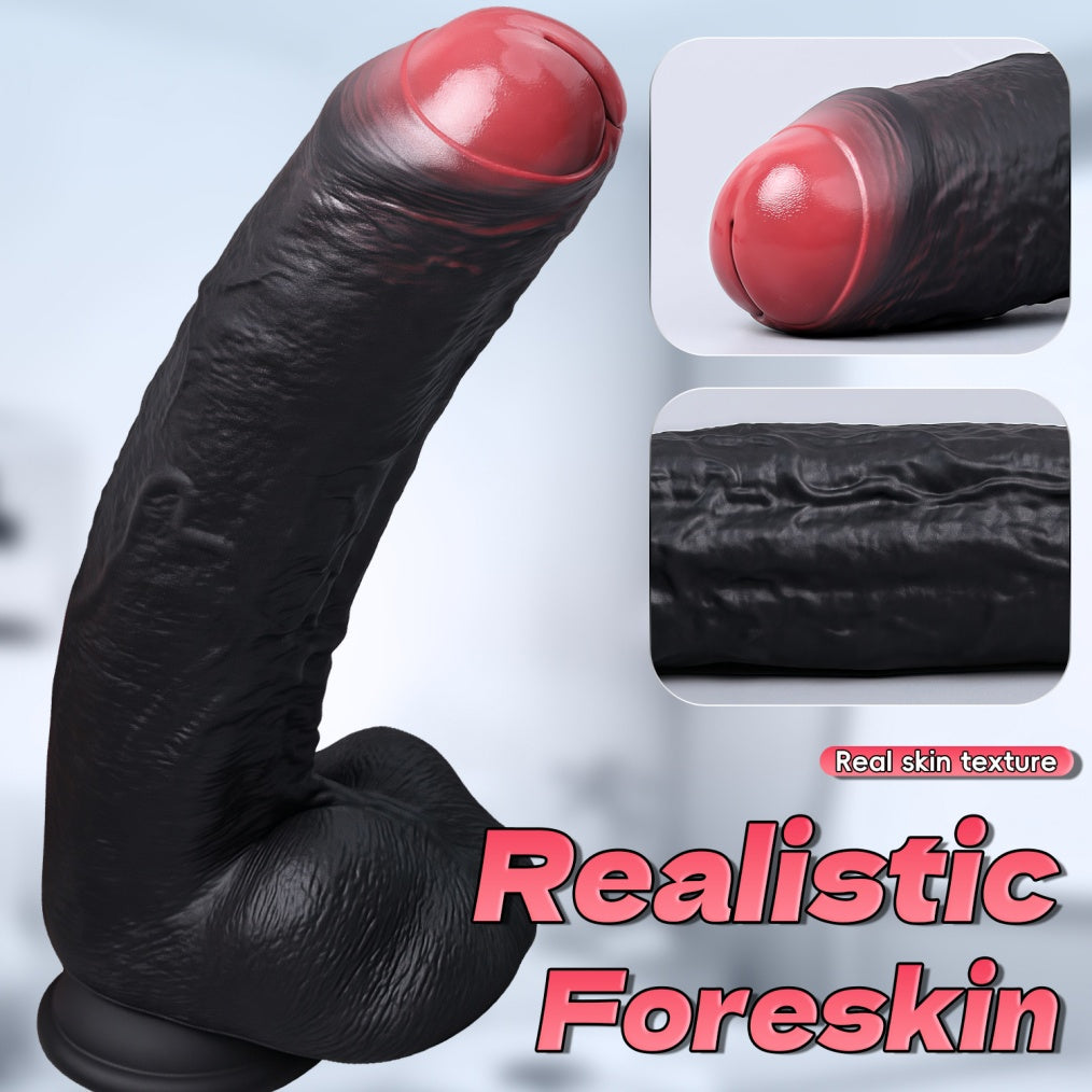 Big Black Realistic Dildo – Platinum Silicone Vein Texture Suction Cup Fetish Toy | Domlust