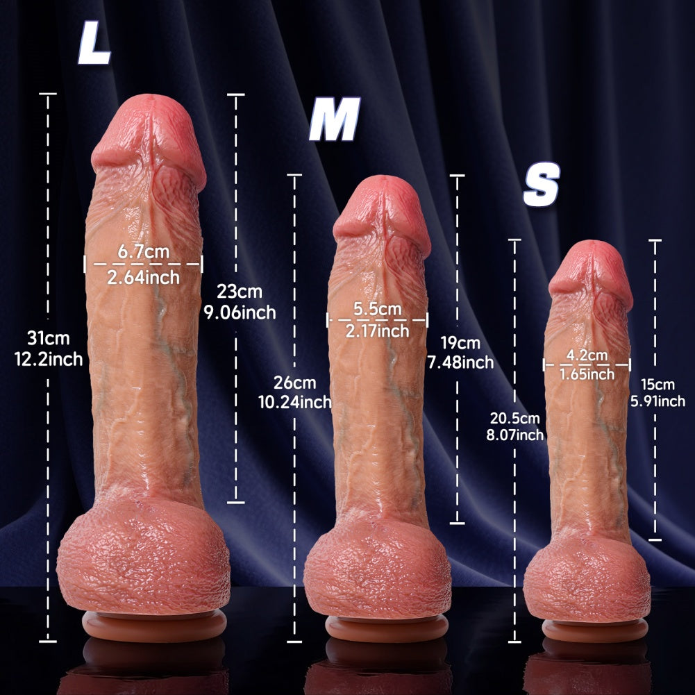 12-Inch Dual-Density Long Dildo – Liquid Silicone, G-Spot Curve & Suction Cup | Domlust
