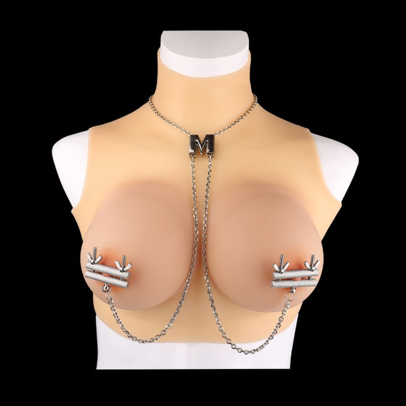 Threaded Nipple Clamps – Stainless Steel Chain BDSM Restraint Set