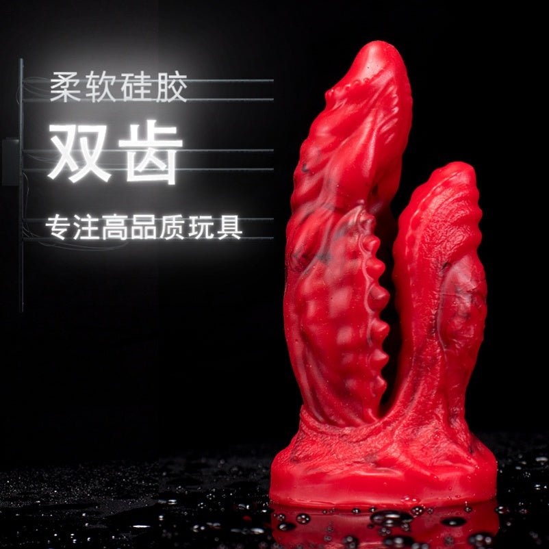 Domlust Double-Ended Dragon Dildo – Platinum Silicone Dual Penetration Fantasy Toy