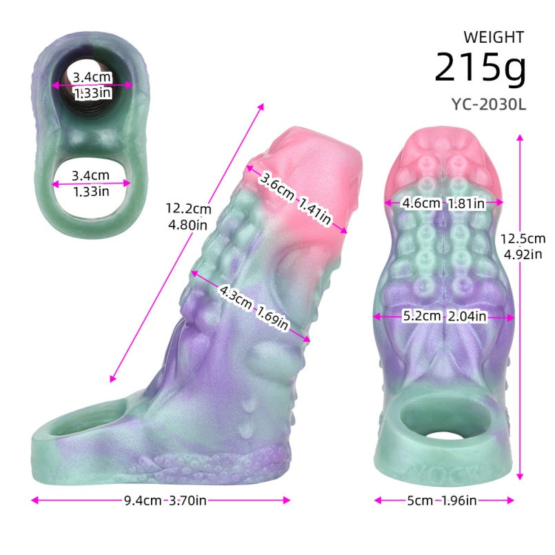 Fantasy Textured Nodule Penis Sleeve Stretcher – Male Sex Toys Silicone Cock Extender