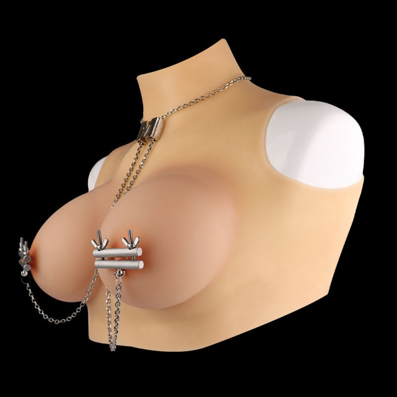 Threaded Nipple Clamps – Stainless Steel Chain BDSM Restraint Set
