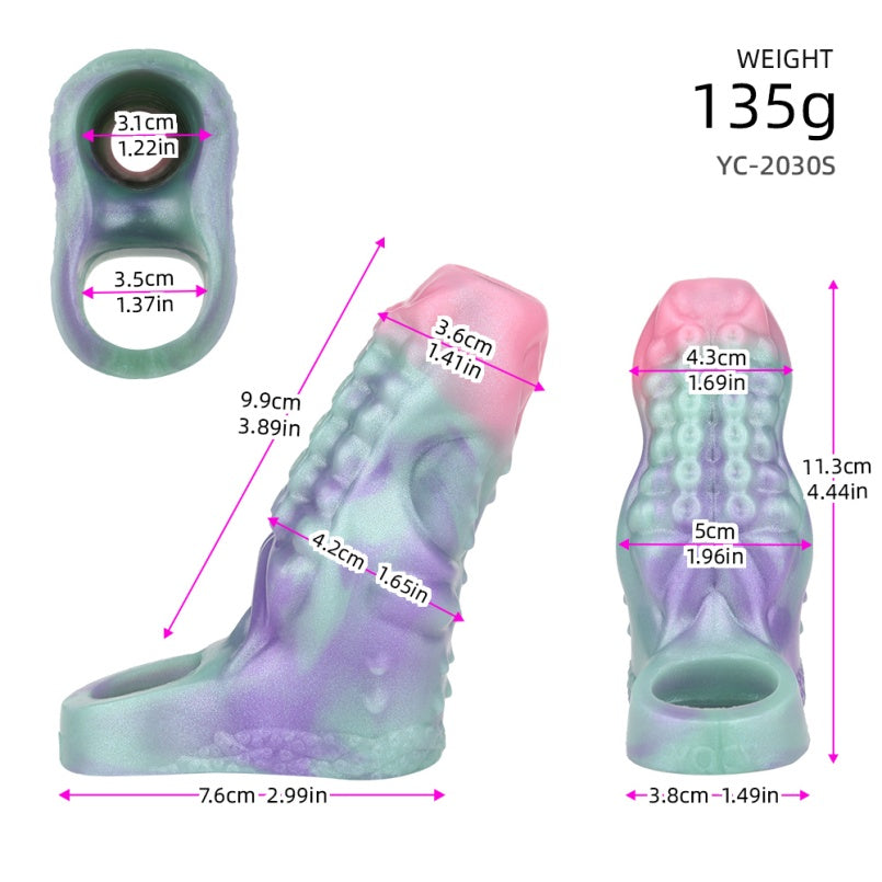 Fantasy Textured Nodule Penis Sleeve Stretcher – Male Sex Toys Silicone Cock Extender