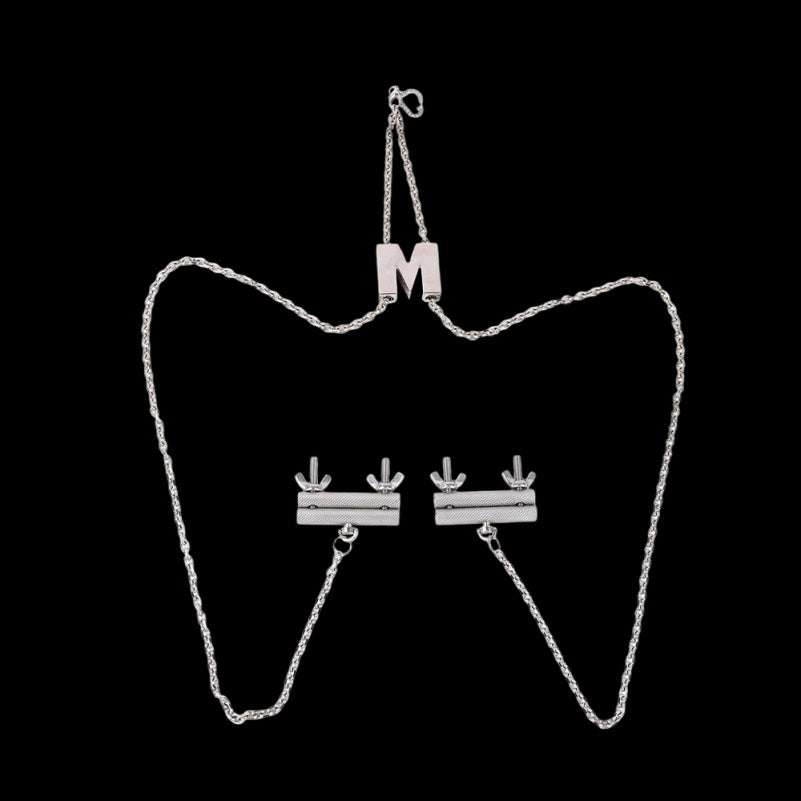 Threaded Nipple Clamps – Stainless Steel Chain BDSM Restraint Set