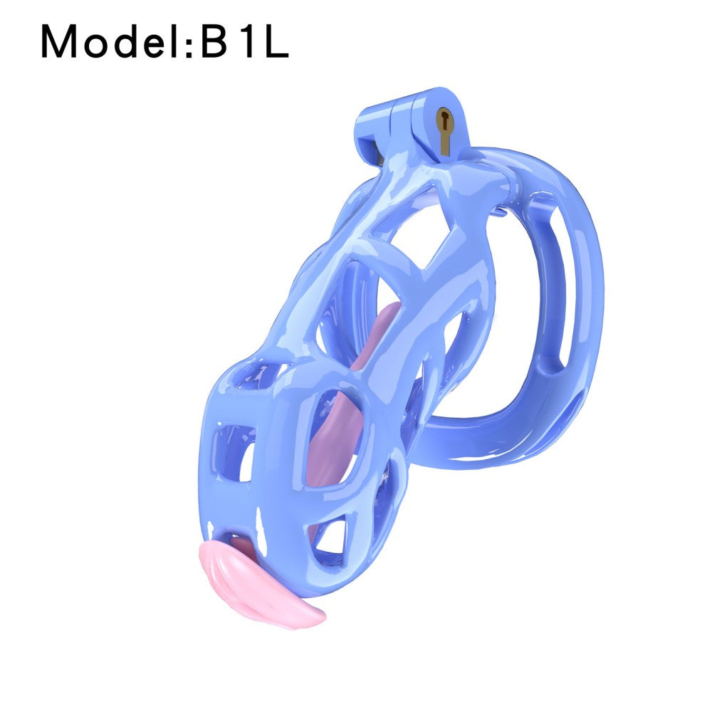 3D Printed Male Chastity Cage with Lock & 5 Rings – Resin Virginity Device with Strap for Men