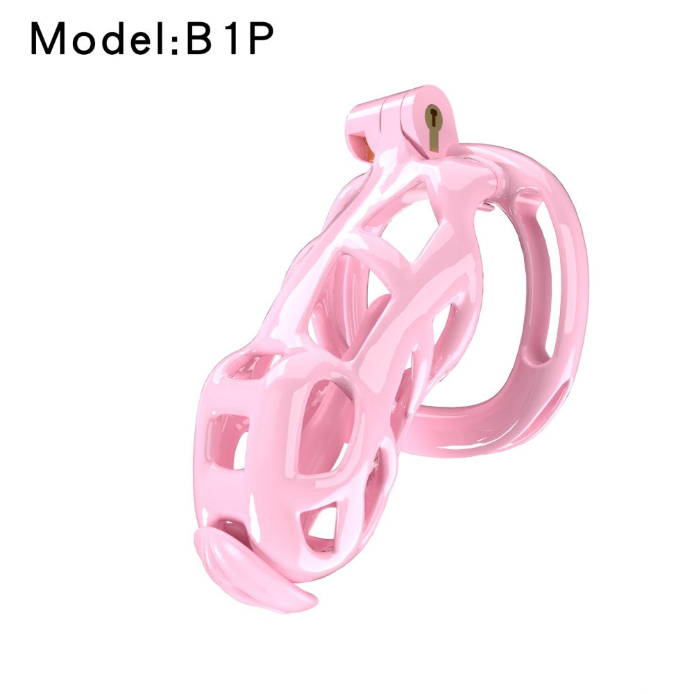 3D Printed Male Chastity Cage with Lock & 5 Rings – Resin Virginity Device with Strap for Men