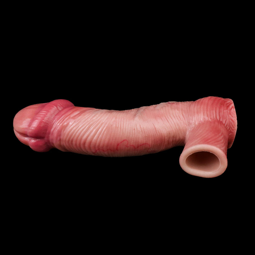 Muscle-Flex Realistic Cock Sleeve — Platinum Silicone Penis Extender for Bigger, Longer, More Intense Sex