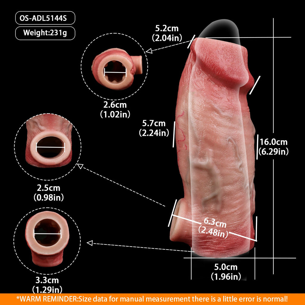 Muscle-Flex Vein Texture Cock Sleeve — Platinum Silicone Penis Extender with Dual-Channel Stimulation