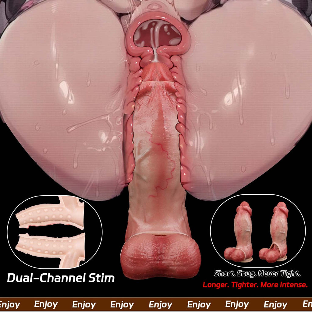 Muscle-Flex Vein Texture Cock Sleeve — Platinum Silicone Penis Extender with Dual-Channel Stimulation