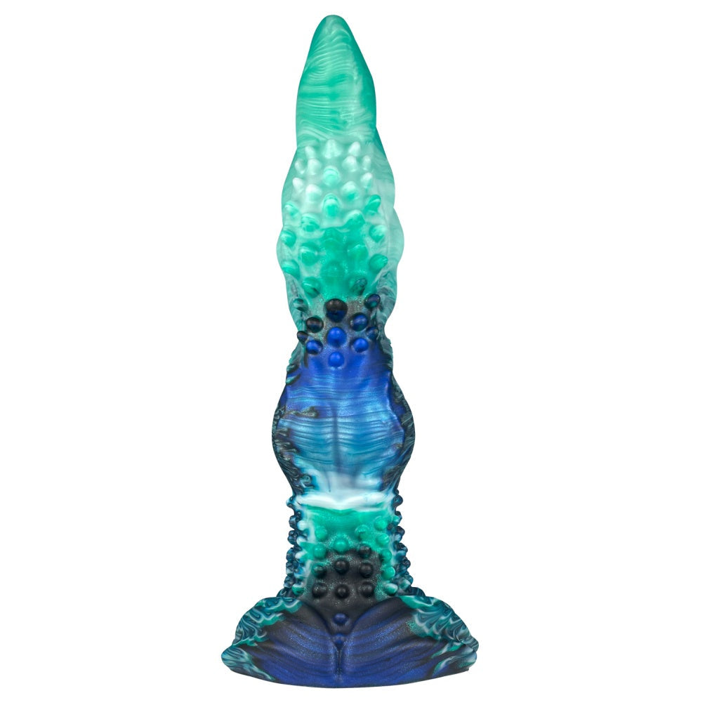 Domlust Fantasy Monster Knot Dildo – Platinum Silicone Alien Spike Texture Knotted Suction Cup Sex Toy