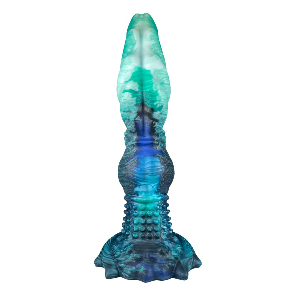 Domlust Fantasy Monster Knot Dildo – Platinum Silicone Alien Spike Texture Knotted Suction Cup Sex Toy
