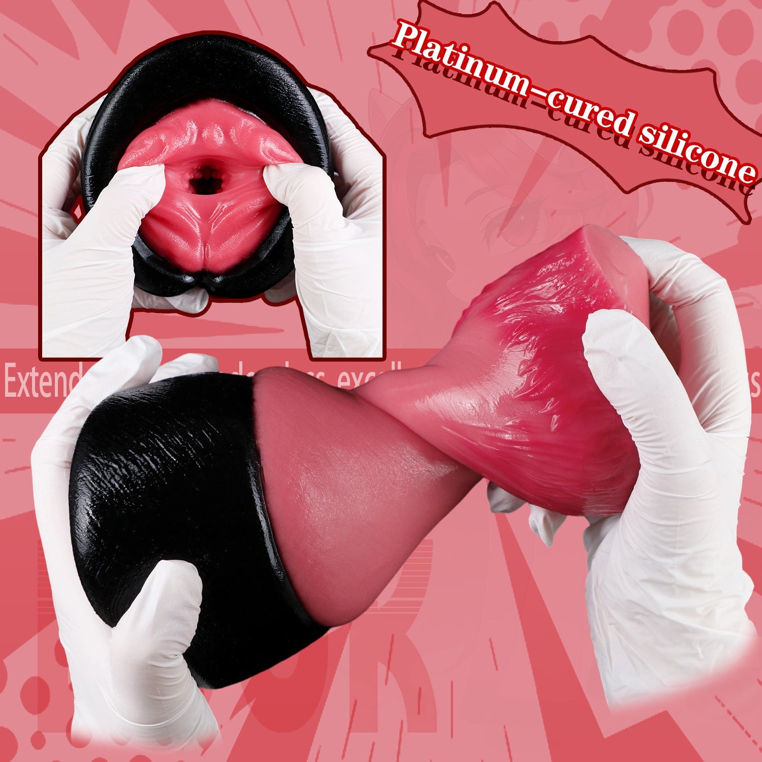 Dual-Entry Horse Hoof Pocket Pussy – Platinum Silicone Fantasy Stroker for Men