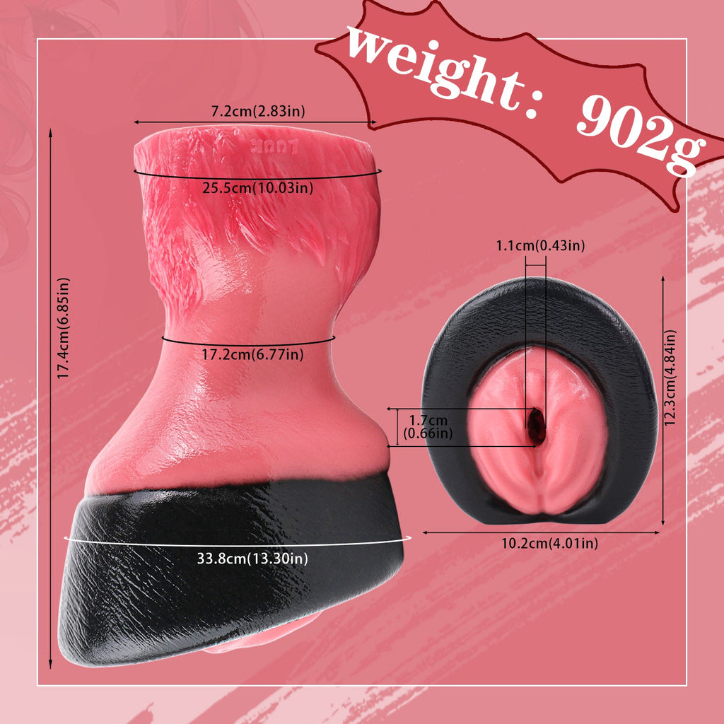 Dual-Entry Horse Hoof Pocket Pussy – Platinum Silicone Fantasy Stroker for Men