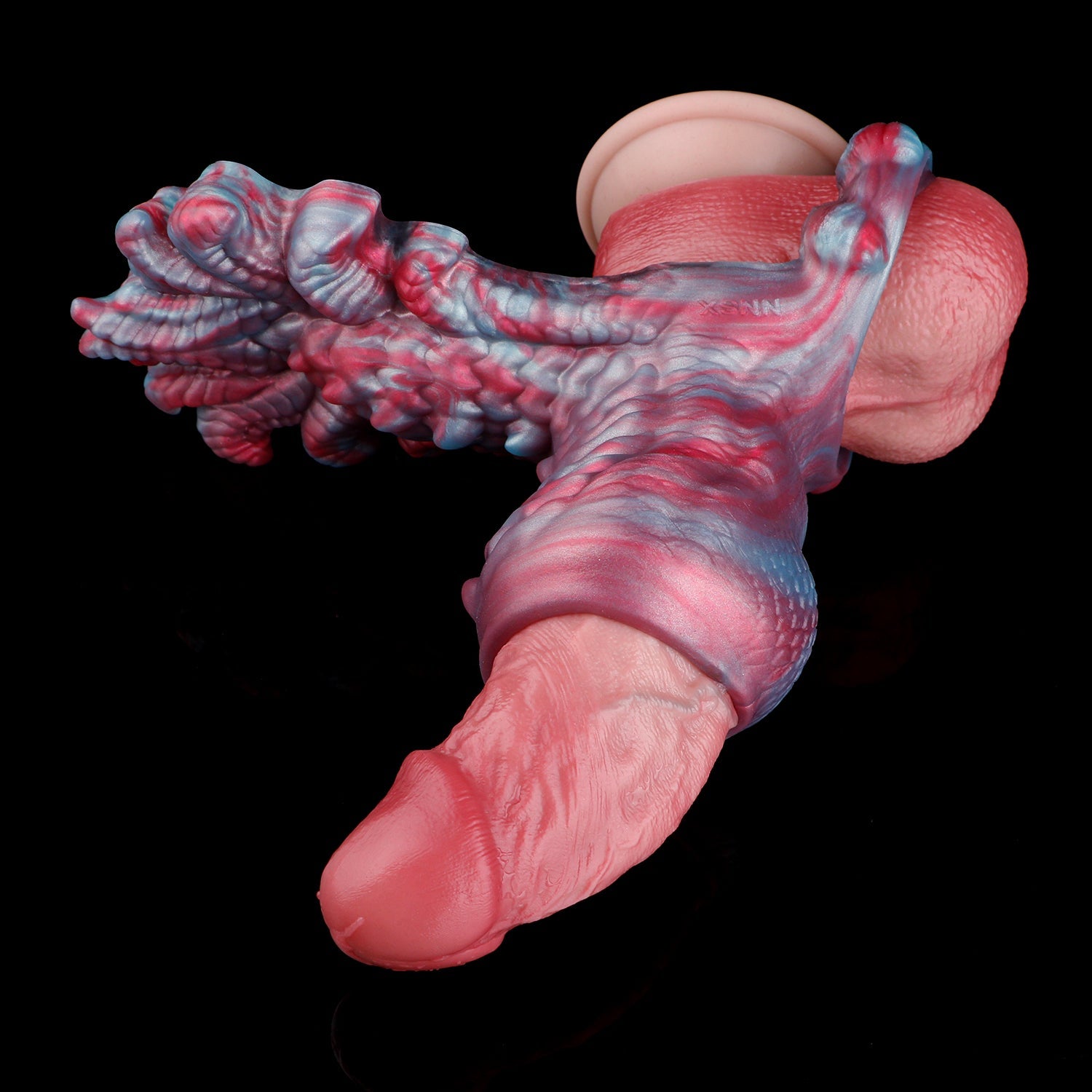 Fantasy Alien Cock Sleeve & Grinder Sex Toy — Platinum Silicone 2-in-1 Penis Extender for Couples
