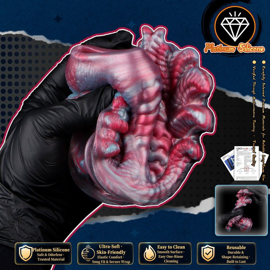 Fantasy Alien Cock Sleeve & Grinder Sex Toy — Platinum Silicone 2-in-1 Penis Extender for Couples