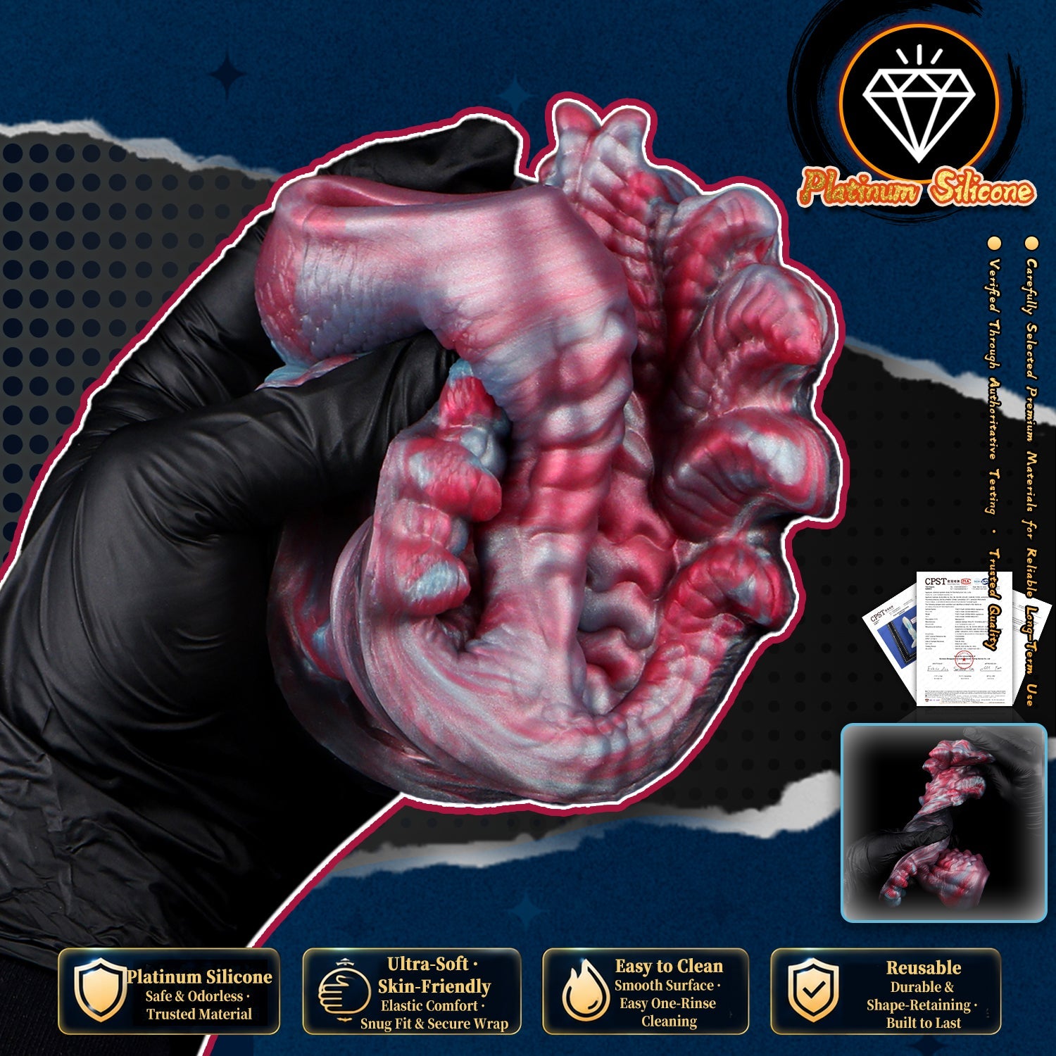 Fantasy Alien Cock Sleeve & Grinder Sex Toy — Platinum Silicone 2-in-1 Penis Extender for Couples