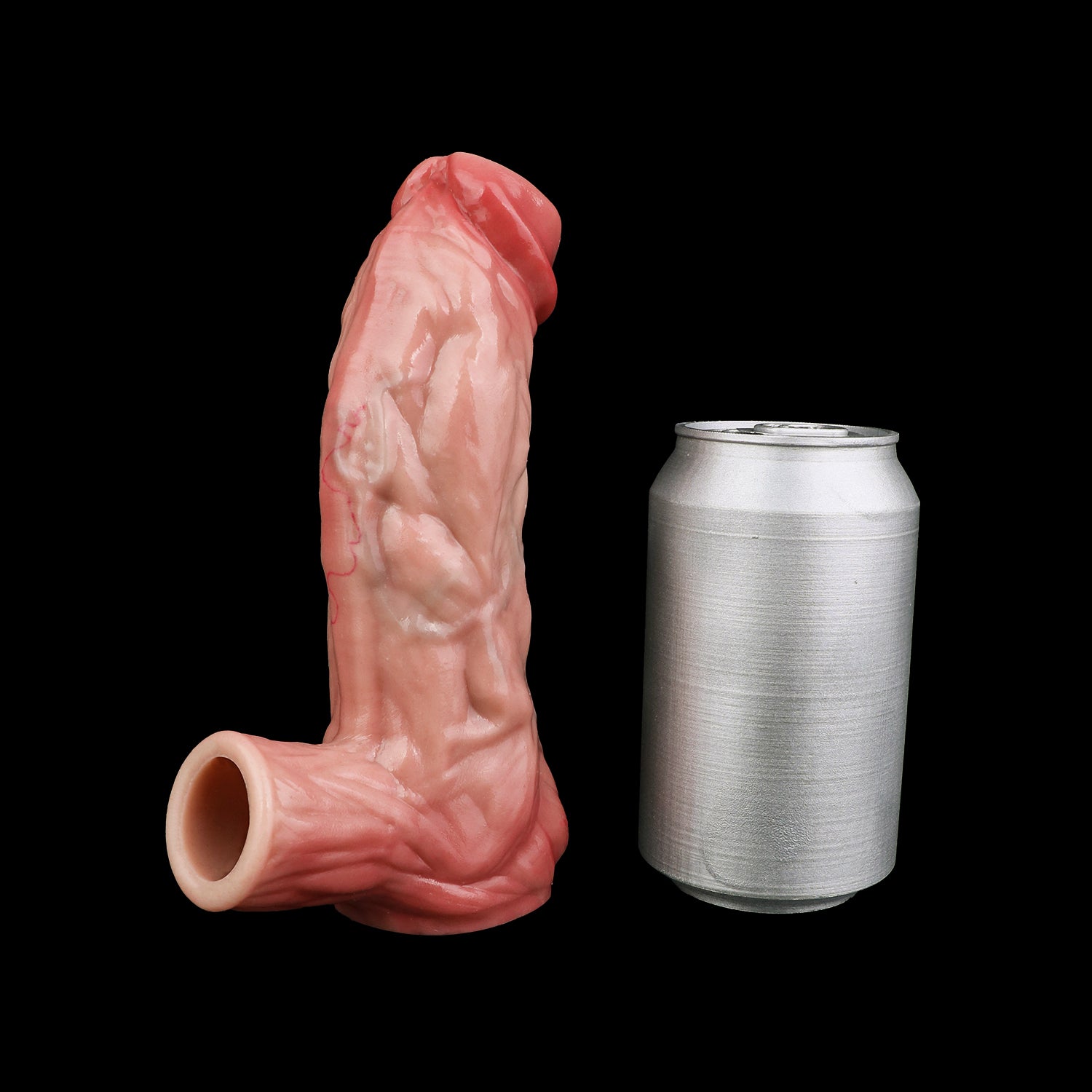 Realistic Veined Silicone Cock Sleeve with Locking Ring – Platinum Penis Extender That Adds Size, Texture & Stamina