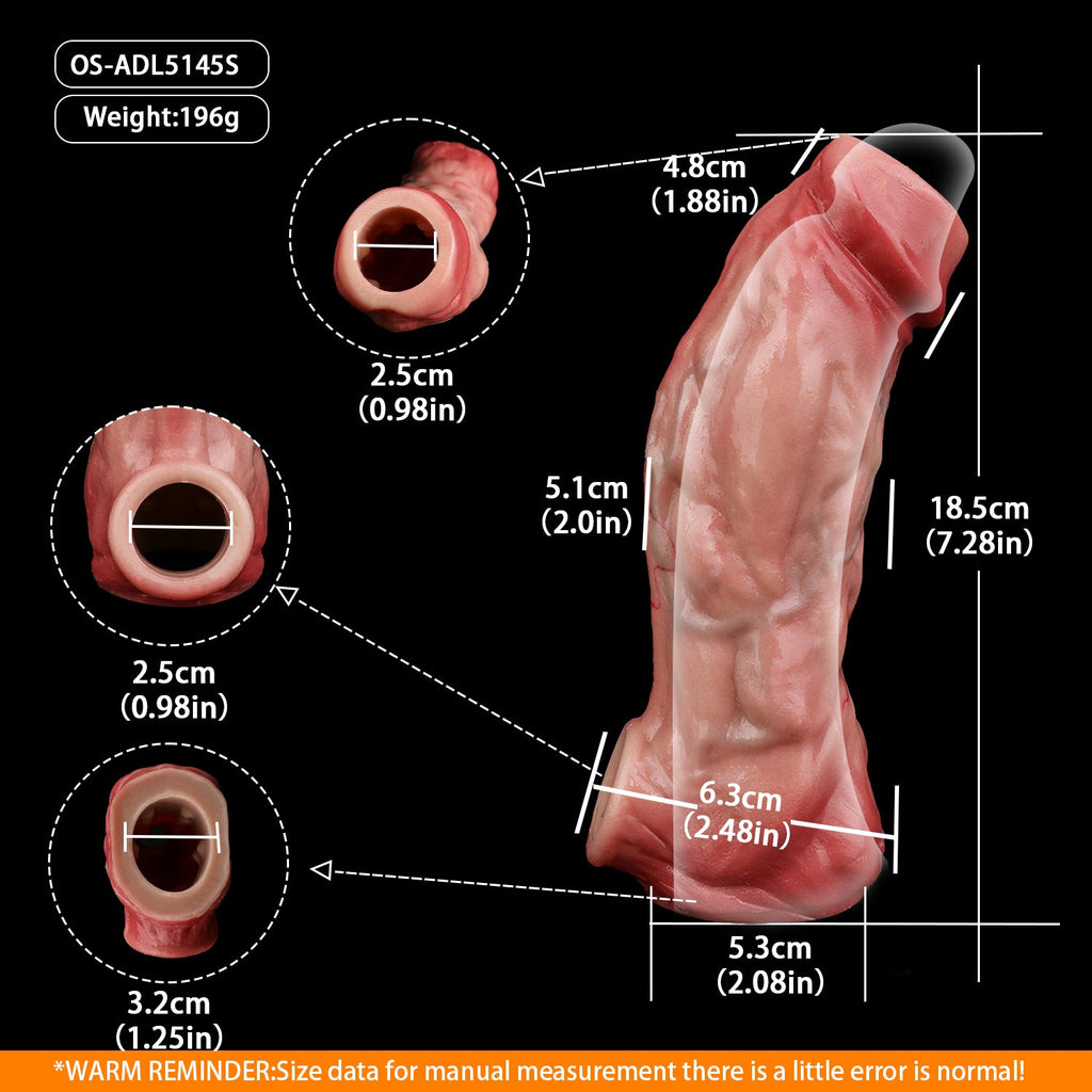 Realistic Veined Silicone Cock Sleeve with Locking Ring – Platinum Penis Extender That Adds Size, Texture & Stamina