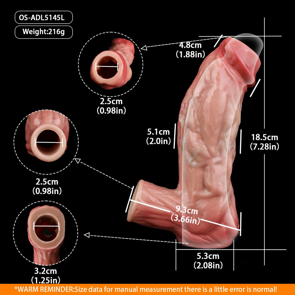 Realistic Veined Silicone Cock Sleeve with Locking Ring – Platinum Penis Extender That Adds Size, Texture & Stamina