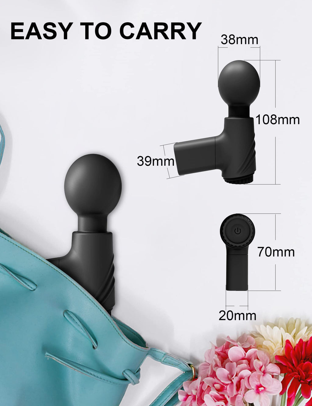 Massage Gun Magic Wand Vibrator - Pocket Powerful Nipple Clit Stimulator Sex Toy for Women