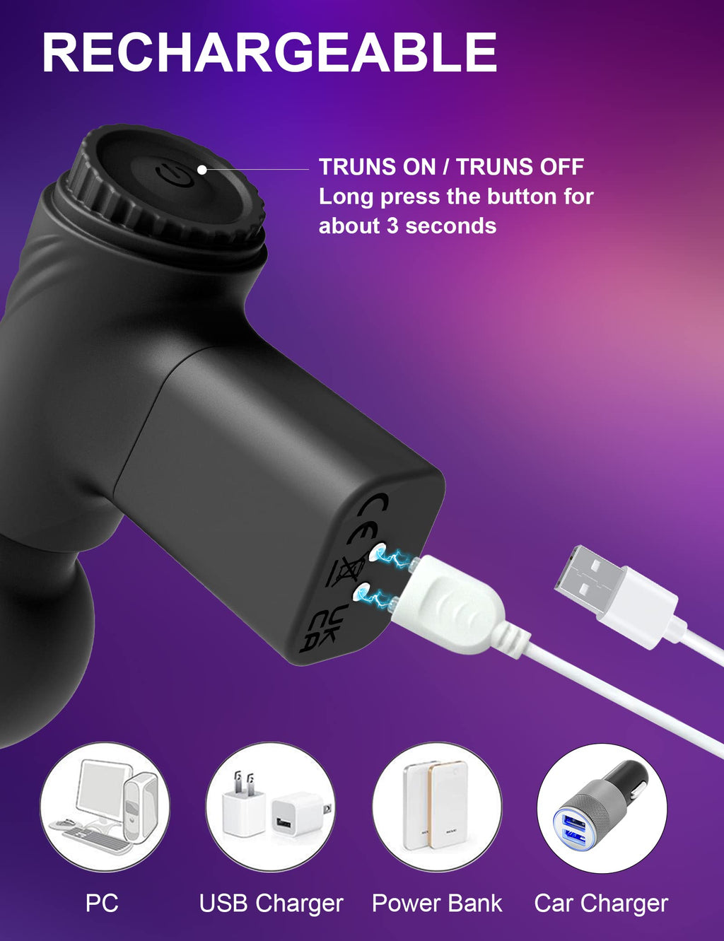 Massage Gun Magic Wand Vibrator - Pocket Powerful Nipple Clit Stimulator Sex Toy for Women