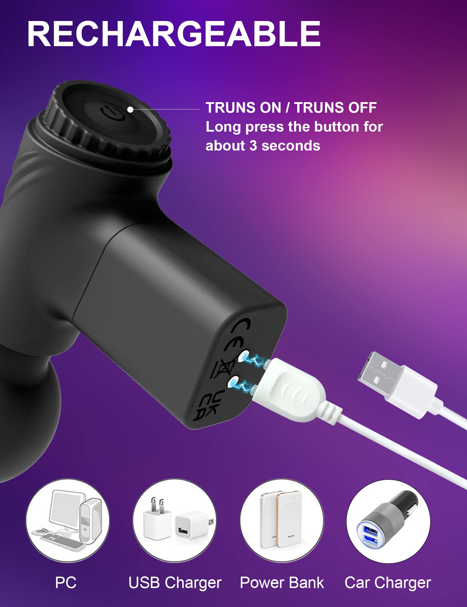 Massage Gun Magic Wand Vibrator - Pocket Powerful Nipple Clit Stimulator Sex Toy for Women