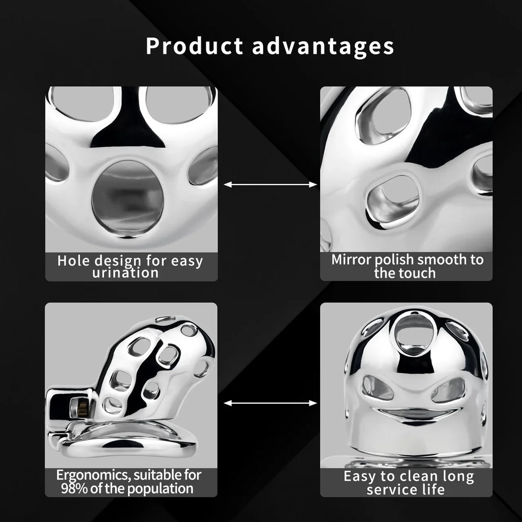 Breathable Aluminum Chastity Cage | Lightweight Mirror Polished Metal Chastity Device