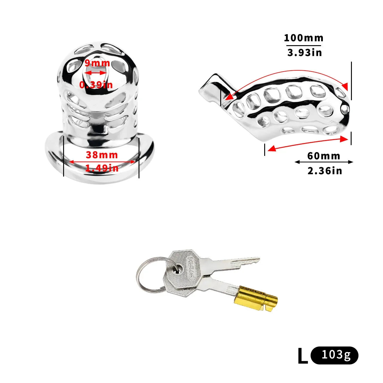 Breathable Aluminum Chastity Cage | Lightweight Mirror Polished Metal Chastity Device