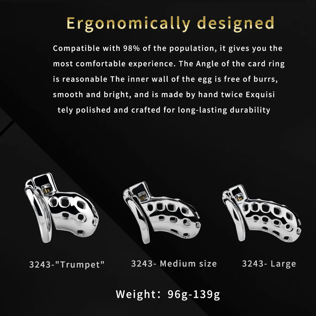 Breathable Aluminum Chastity Cage | Lightweight Mirror Polished Metal Chastity Device