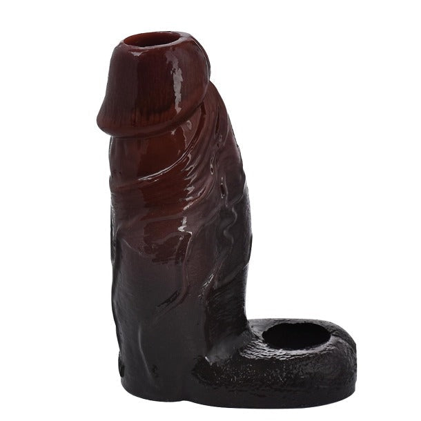 Black Cock Sleeve Sex Toy for Men - Ebony Big Girth Enlarger Cockring Penis Sheath