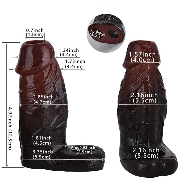 Black Cock Sleeve Sex Toy for Men - Ebony Big Girth Enlarger Cockring Penis Sheath