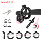 3D Printed Male Chastity Cage with Lock & 5 Rings – Resin Virginity Device with Strap for Men