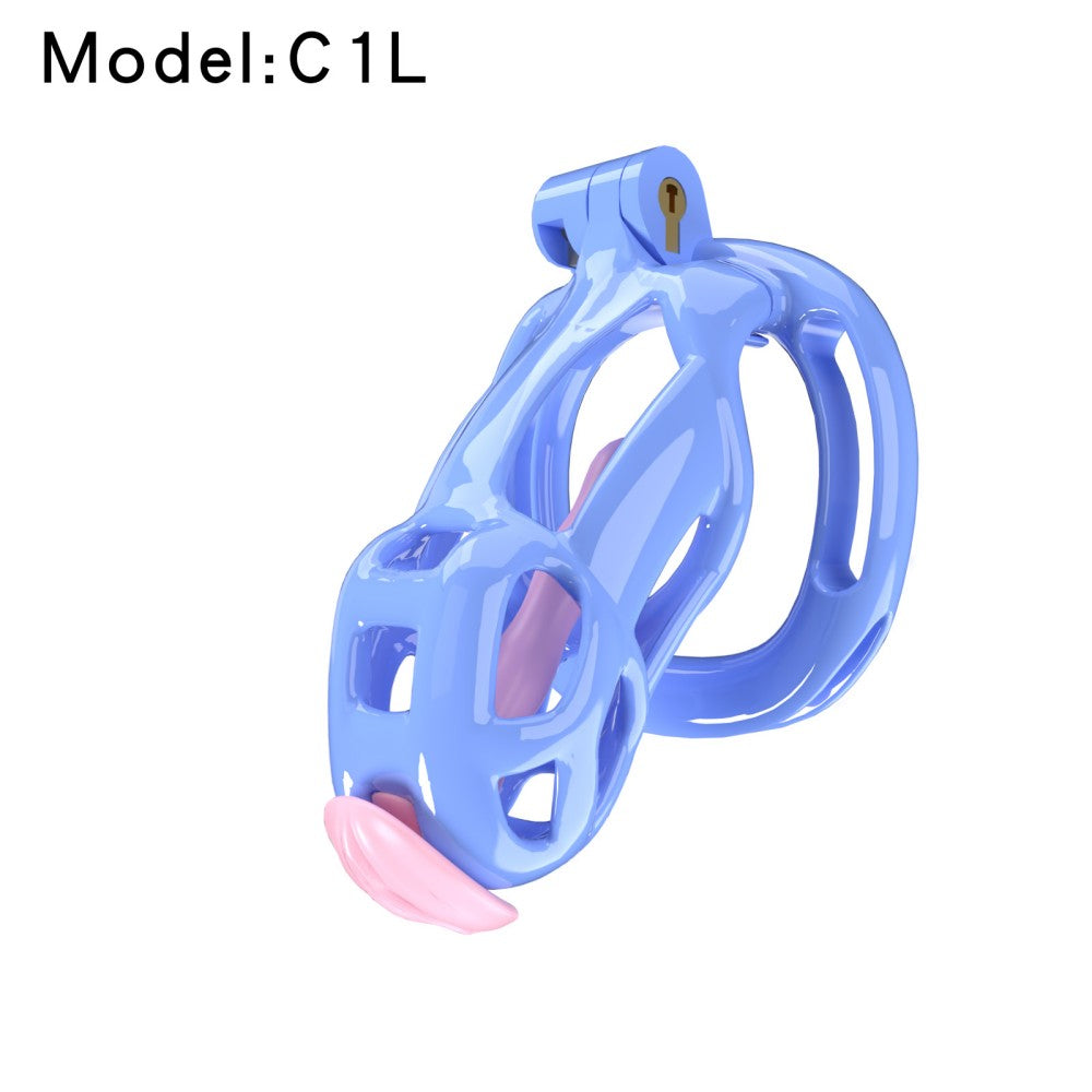 3D Printed Male Chastity Cage with Lock & 5 Rings – Resin Virginity Device with Strap for Men