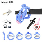 3D Printed Male Chastity Cage with Lock & 5 Rings – Resin Virginity Device with Strap for Men