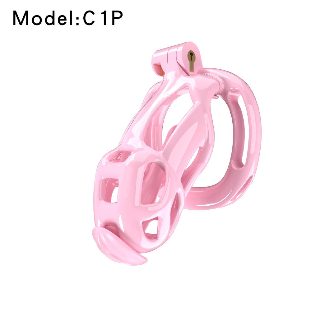 3D Printed Male Chastity Cage with Lock & 5 Rings – Resin Virginity Device with Strap for Men
