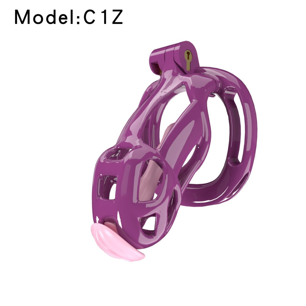3D Printed Male Chastity Cage with Lock & 5 Rings – Resin Virginity Device with Strap for Men