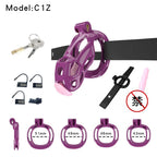 3D Printed Male Chastity Cage with Lock & 5 Rings – Resin Virginity Device with Strap for Men