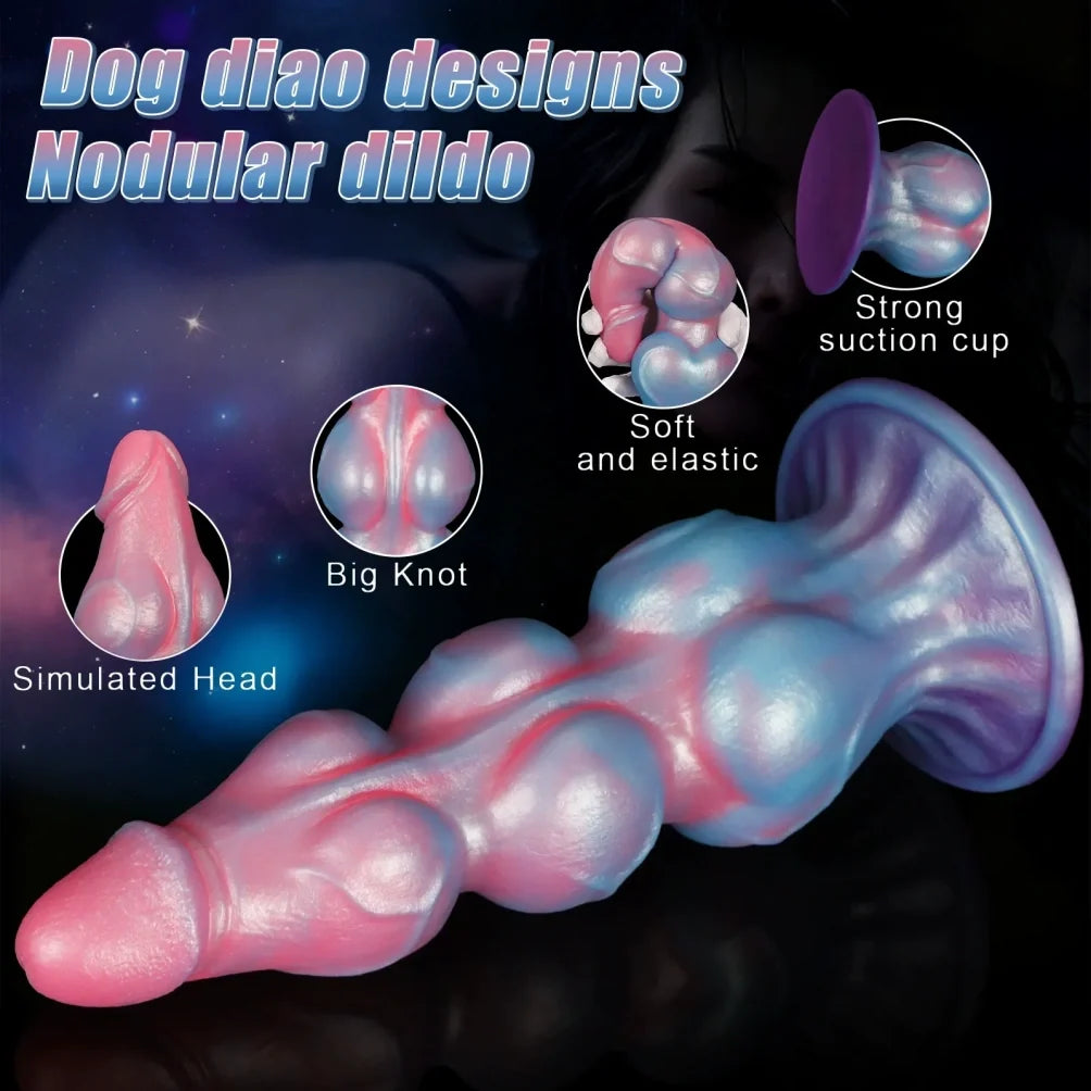 Domlust Graduated Knot Dildo – Premium Platinum Silicone | 3-Stage Progressive Knots | Pink & Blue | 4 Sizes